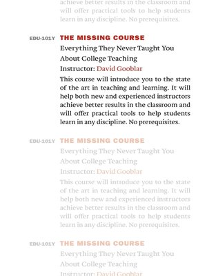cover image of The Missing Course